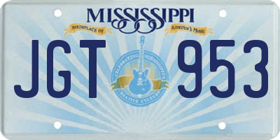 MS license plate JGT953