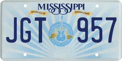 MS license plate JGT957