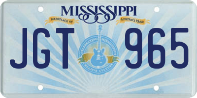 MS license plate JGT965