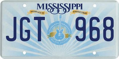 MS license plate JGT968