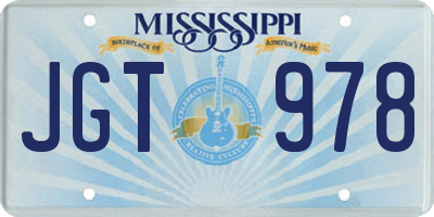 MS license plate JGT978