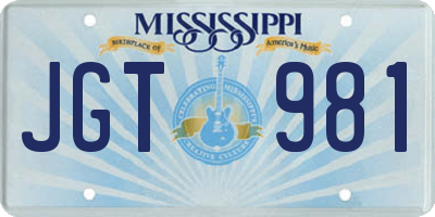MS license plate JGT981
