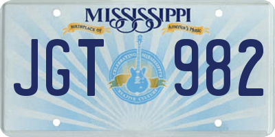 MS license plate JGT982