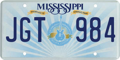 MS license plate JGT984