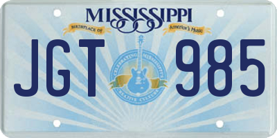 MS license plate JGT985