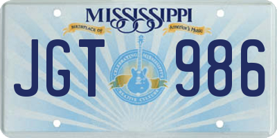 MS license plate JGT986