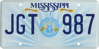MS license plate JGT987