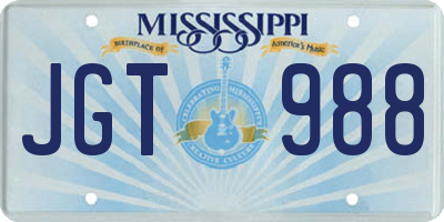 MS license plate JGT988