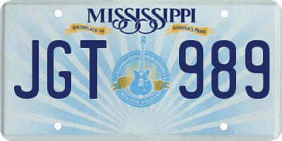 MS license plate JGT989