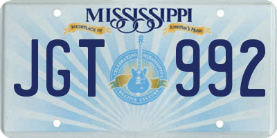 MS license plate JGT992