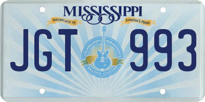 MS license plate JGT993