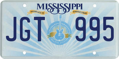 MS license plate JGT995
