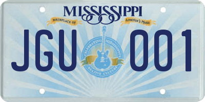 MS license plate JGU001