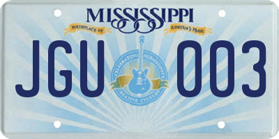 MS license plate JGU003