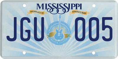MS license plate JGU005