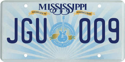 MS license plate JGU009