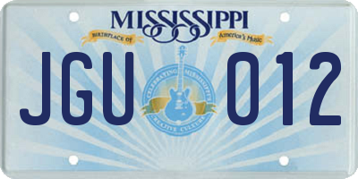MS license plate JGU012