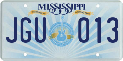 MS license plate JGU013