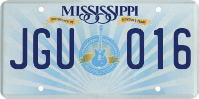 MS license plate JGU016