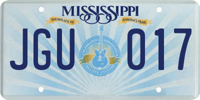 MS license plate JGU017