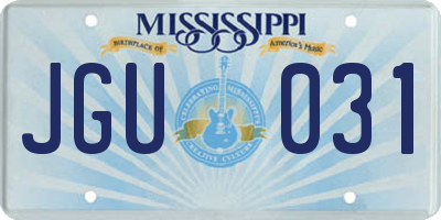 MS license plate JGU031