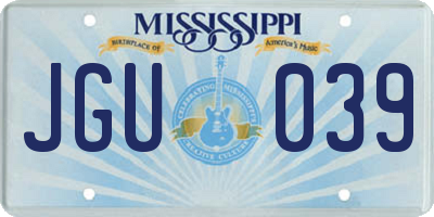 MS license plate JGU039