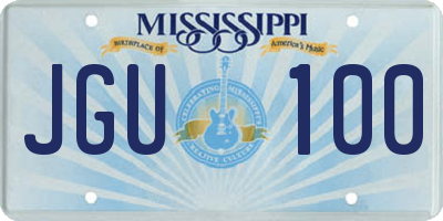 MS license plate JGU100