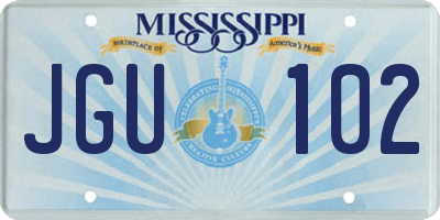 MS license plate JGU102