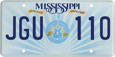 MS license plate JGU110
