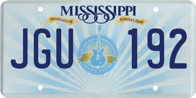 MS license plate JGU192