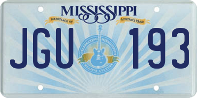 MS license plate JGU193