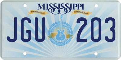 MS license plate JGU203