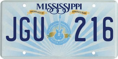 MS license plate JGU216