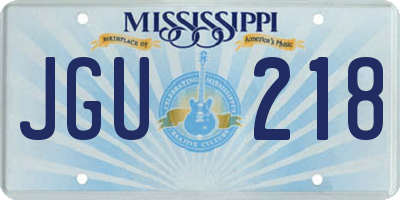 MS license plate JGU218