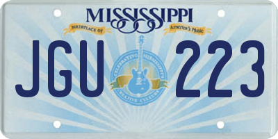 MS license plate JGU223