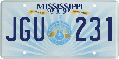 MS license plate JGU231