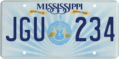 MS license plate JGU234