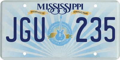 MS license plate JGU235