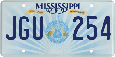 MS license plate JGU254