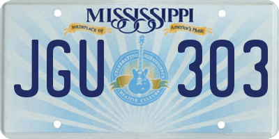 MS license plate JGU303