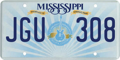 MS license plate JGU308