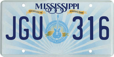 MS license plate JGU316