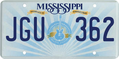MS license plate JGU362