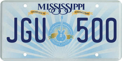 MS license plate JGU500