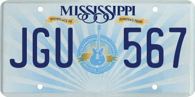 MS license plate JGU567