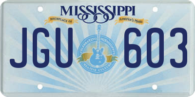 MS license plate JGU603