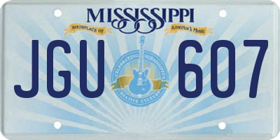 MS license plate JGU607