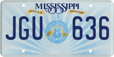 MS license plate JGU636