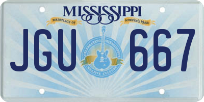 MS license plate JGU667