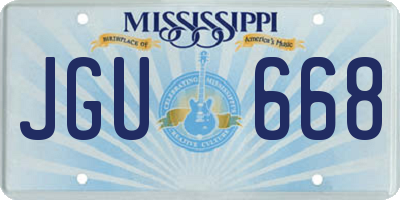 MS license plate JGU668